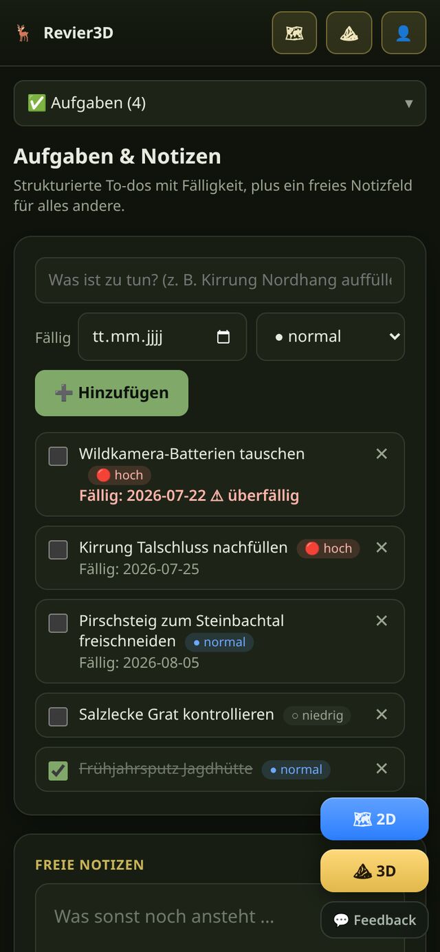 Aufgabenliste, wahlweise als reines Notizfeld